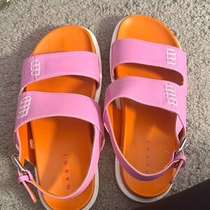 Marni Kids Vibrant Pink and Orange Sandals